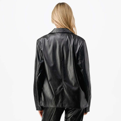 HATHORNE FAUX LEATHER BLAZER