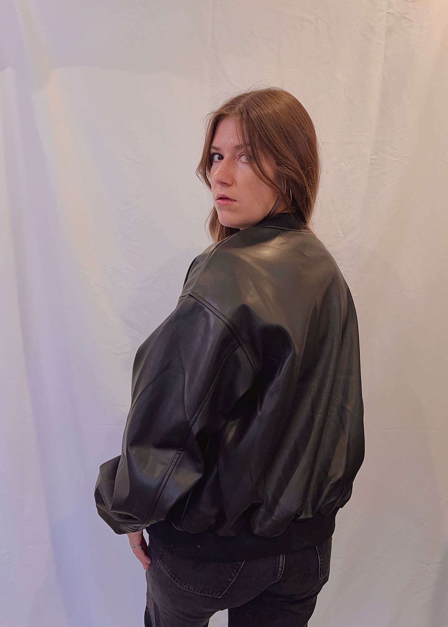 BAD IDEA LEATHER BOMBER JACKET