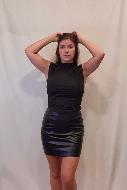 MUSIC CITY MINI VEGAN LEATHER SKIRT